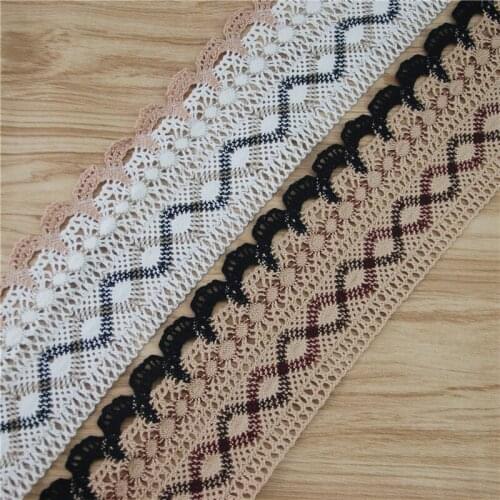 76mm Cotton Lace Trim Multi Color Fabric Sewing Accessories Cloth Wedding Dress Decoration Ribbon Craft Supplies 20yards LC115