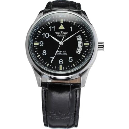 2019 Winner Popular Brand Men Luxury Automatic Self Wind Big Number Dial Transparent Glass Auto Date Leather Business Watches