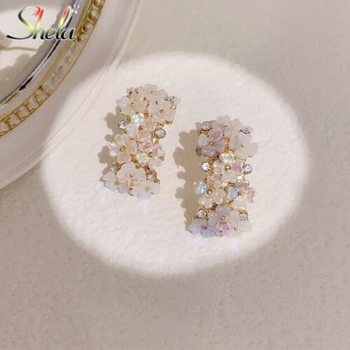 Flower C Ring Hoop Earrings for Women Bohemian Boho Trendy Korean Fashion Jewelry Acessories Pendientes Wholesale S925 Pin