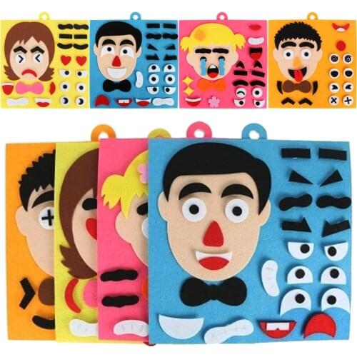 Non-Woven Kids Montessori Educational Toys Facial Expression Stickers Emotion Change DIY Puzzle Toys For Children Learning Set