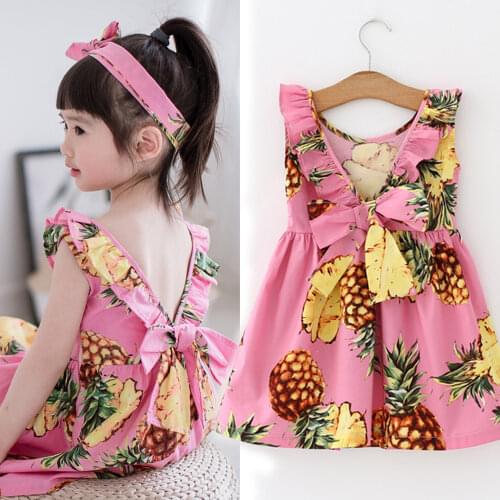 2021 Girl Dress Summer Sleeveless Print Flower Kids Dresses Girls Birthday Elegant Princess Dress Children Clothes