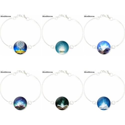 For Men Women Gift Glass Cabochon Bracelet Bangle Vintage Chain Bracelet Bangle Women Jewelry Fairy Marine Organisms