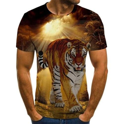 New 3D Animal Cat /Tiger Print Cool Funny T-Shirt Summer Tops T Shirt Men O Neck Short Sleeve Fashion male S-6xl 2021