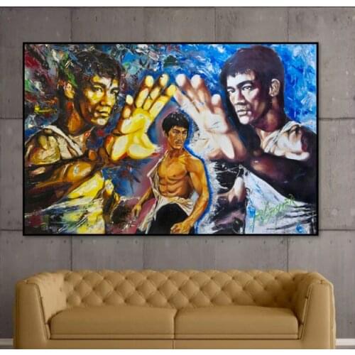Chinese GongFu Bruce Lee Popular Art Hongkong Movie Stars By Hand Painted On Canvas Oil Painting on Canvas For Room