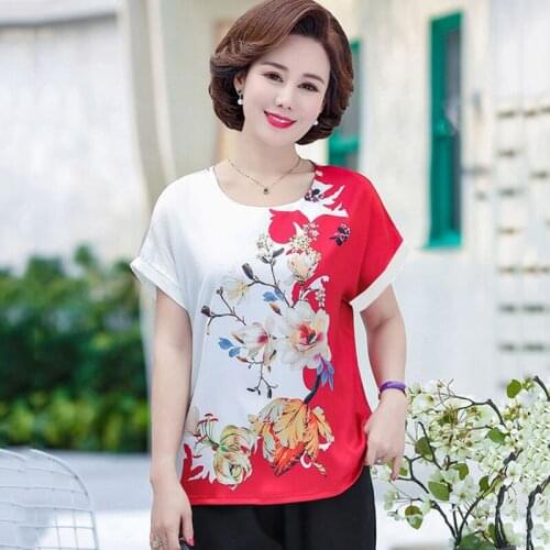 Summer Suit Women Short-sleeved T-shirt Pant Two-piece Set Printed Pullovers Plus Size Matching Outfits Set Top +pant 2piece Set