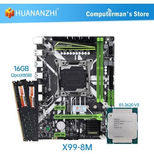 HUANANZHI X99 8M D4 Motherboard combo kit set CPU Intel XEON E5 2620 V3 Memory 2*8G DDR4 NON-ECC 2400 memory M.2 NVME USB3.0 ATX