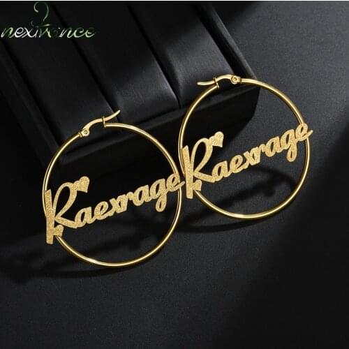 Nextvance Customize Name Frosted Earring Charm Stainless Steel personality Eardrop Black Color Punk for Woman Girl Gift Jewelry
