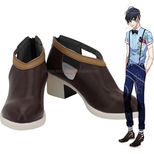 Usui Masumi Shoes Cosplay A3! Usui Masumi Cosplay Brown Shoes High Heel Boots Custom Made Any Size