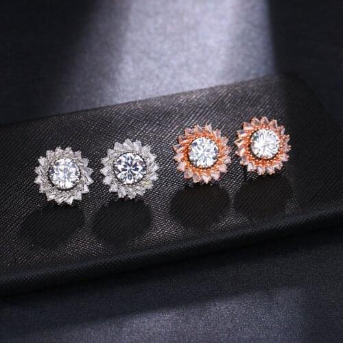 ORZTOON Unusual Rose Gold, Silver Bridal Stud Earrings For Women Elegant Trend Crystal Oval Wedding Bridal Jewelry 2020 New Gift