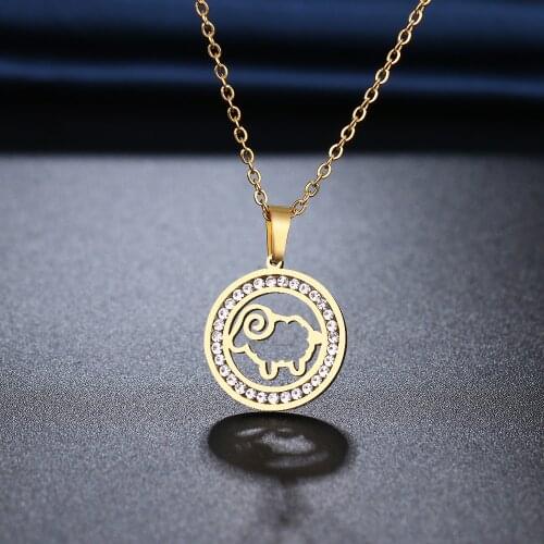 CACANA 316L Stainless Steel Necklace Crystal Rhinestone Cute Sheep Necklaces For Women Wedding Valentines Day Gifts