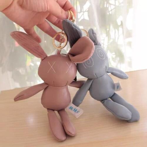 Plush pendant doll leather rabbit keychain schoolbag mobile phone accessories car key pendant plush toys stuffed animal gifts