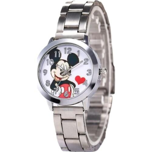 Luxury Women Watch Cartoon Mickey Minnie Quartz Watch Fashion Silver Lady Girls Wristwatch Kids Watches Clock Relogio Feminino