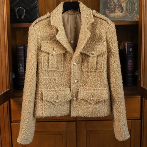 Luxury Design small siut 2021 Spring autumn Wool Blend Elegant Classy short slim blazer