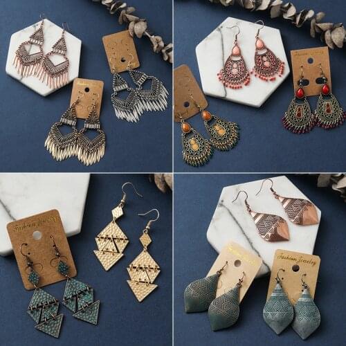 Metal Tassel Earrings for Women Gold Bronze Black Silver Color Earrings Statement Jewelry Ethnic Geometric Acrylic Drop Earring