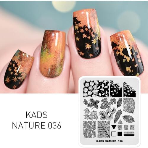 Nail Art Stamp Template Nature 036 Nail Stamping Plate Ginkgo biloba Maple leaf Four-leaf clover Pattern Manicure Image Stencil