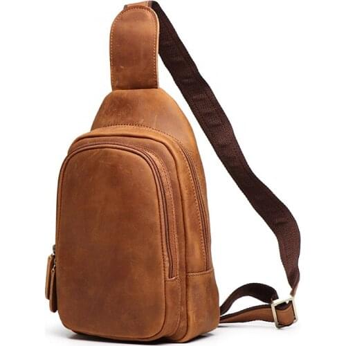 High Quality Man Outdoor Riding Bag Genuine Leather Chest Bag For Men Crossbody Bags Travel Organizer Male Shoulder Bags