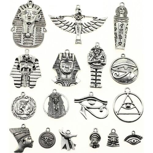 WYSIWYG 40g Antique Silver Color Zinc Alloy Random Mix Styles Egypt series Charms DIY Handmade Craft For Jewelry Making
