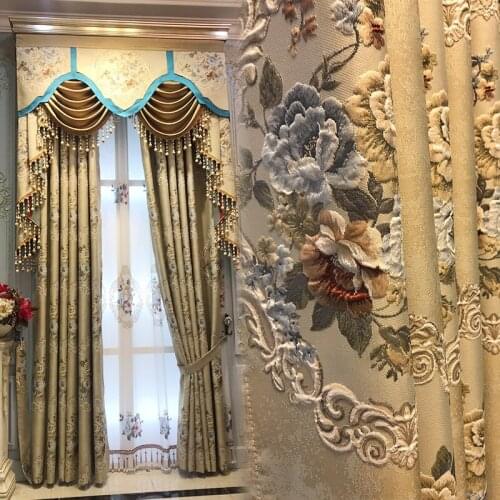 New High-End Luxury Atmosphere European-Style Living Room Curtain Finished Shade Bedroom Curtain Mesh Curtains