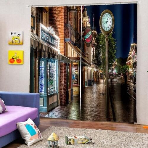 City Natural Scener Printing Curtain Adult Bedroom Living Room Room Curtain Shade Fabric Customized with Hook Decorative Curtain