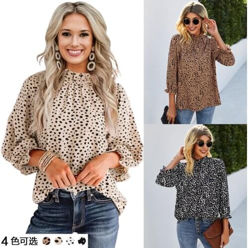 Office Lady Printing leopard Fashion Long Sleeve Women Shirts Blouse Tops Office Work Wear Women Blouse Shirt Blusas
