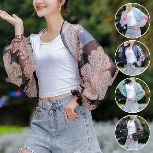 Flower Embroidery Summer Womens Arm Sleeves Sun Protection Sleeves Chiffon Protective Arm Sleeves Driving Sleeve Shawl Scarf