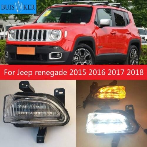 1set For Jeep renegade 2015 2016 2017 2018 LED DRL Daytime Running Light Daylights with yellow turn Signal lamp
