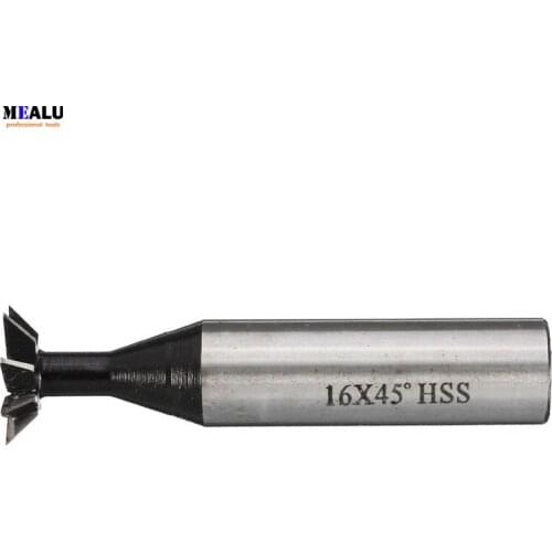 1Pcs 16mm 45 Degree HSS Straight shank HSS Dovetail Milling Cutter End Mill Smooth Cutting High Speed Steel