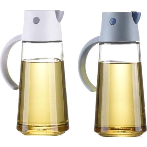 2 Pack 22Oz Glass Olive Oil Dispenser Bottles for Kitchen Cruet with Gravity Cap