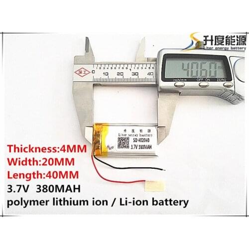 2pcs [SD] 3.7V,380mAH,[402040] Polymer lithium ion / Li-ion battery for TOY,POWER BANK,GPS,mp3,mp4,cell phone,speaker