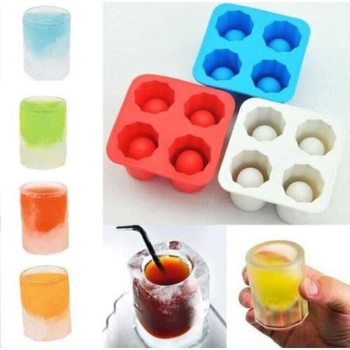 4 Holes Ice Cube Mold DIY Chocolate Fondant Cake Silicone Mould Whiskey Wine Ice Cube Tray Molds Candle Holder Decoration