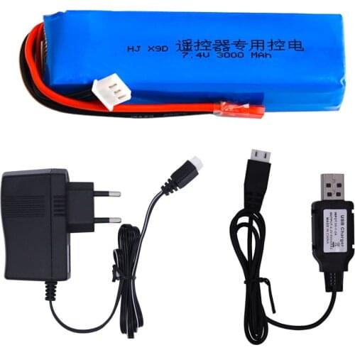 7.4V 3000mAh 30C Rechargeable Lipo Battery and charger for Frsky Taranis X9D Plus Transmitter Toy Accessories 7.4v toys battery