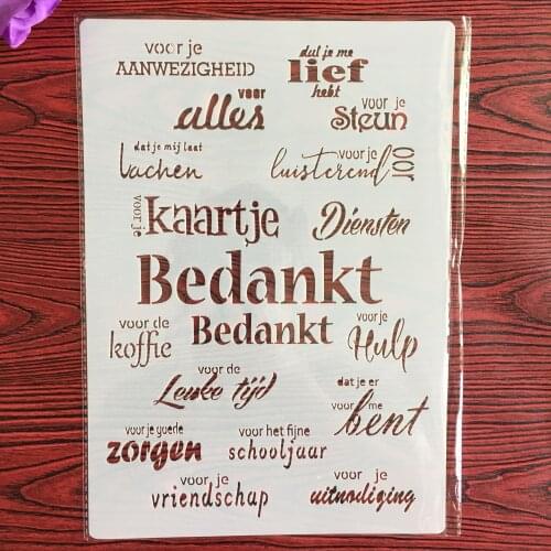 A4 English inspirational blessings wall stencil, scrapbook, embossing album, decorative, paper card template drawing stencils