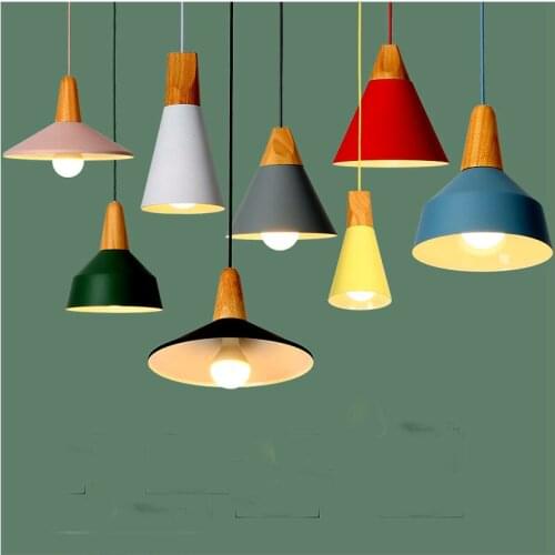 Restaurant bar aluminum droplight contracted three solid wood log color marca dragon wood LED lamps