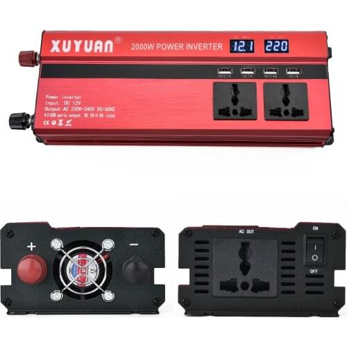 5Pcs/Lot Auto Portable 2000W Power Car Vehicle Inverter with LCD Display 12V-220V Automotive Converter Power Supply 4 USB Ports