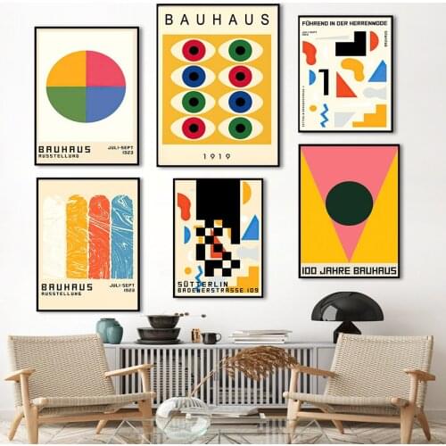 Bauhaus Abstract Round Eye Geometry Retro Wall Art Canvas Painting Nordic Posters And Prints Wall Pictures For Living Room Decor