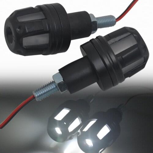 White Blinker Motorcycle 22mm Handlebar End LED Turn Signal Light Flasher For Harley Honda Yamaha Scooter Motocross Universal