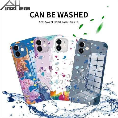 PINZHENG Painting Mobile Phone Case For iPhone X XR XS 11 12 Pro Max 12Mini Soft Glass Phone Protective Cover For 7 8 Plus Case