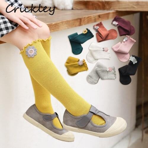 0-12 Years Uniform Size Cotton Baby Girls Knee High Socks Solid Cartoon Icon Socks for Toddler Children Girls Princess Socks