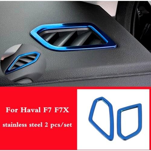 For Haval F7 F7X air conditioner Vent outlet Cover Styling stainless steel frame Decoration interior mouldings Accessories 2pcs