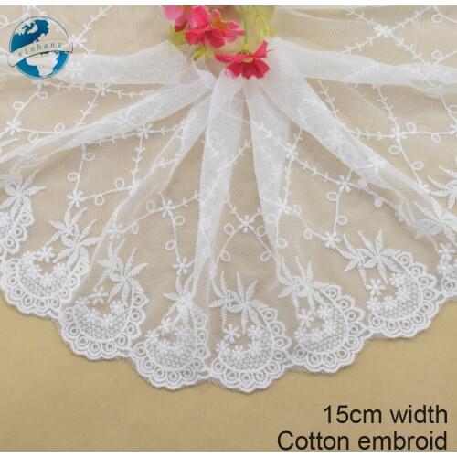 15cm wide cotton embroidery lace sewing ribbon guipure trim wedding decoration DIY dolls colthes Accessories lace edge#4008