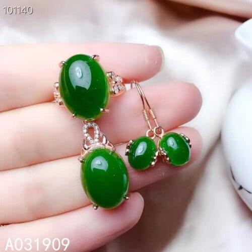 KJJEAXCMY boutique jewelry 925 sterling silver inlaid Natural jasper Necklace Ring Earring Suit Support detection trendy