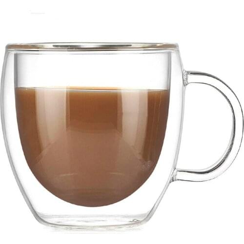 New Double Walled Coffee Glasses Heat-resisting Cup Hand Household Office Travel Heat Protection Mugs