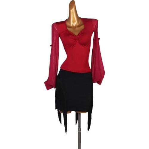 Latin Dance costume set Women tops skirt Ballroom Tango Cha Cha Samba Rumba Salsa Competition outfit Performance Dance Wear