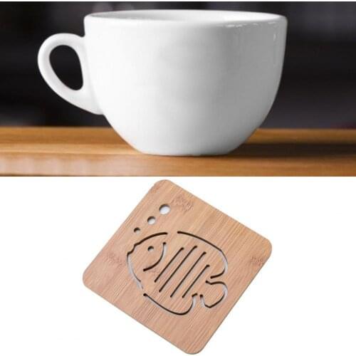 Cup Mat Cute Cartoon Shape Heat Resistant Wood Heat Insulation Cup Pad for Kitchen Cup Mat