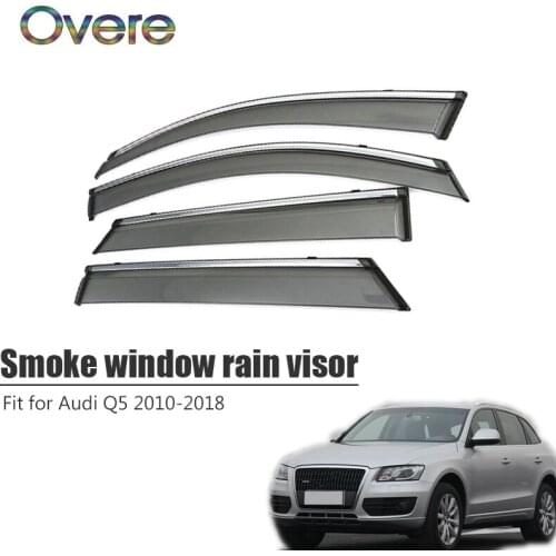 Overe 4Pcs/1Set Smoke Window Rain Visor For Audi Q5 2010 2011 2012 2013 2014 2015 2016 2017 2018 Awnings Shelters Accessories
