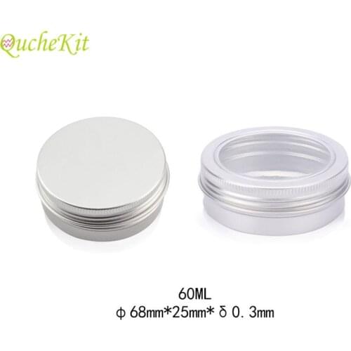 48Pcs 60ml Small Tin Box With Clear Window Round Candy Nail Art Cosmetic Cream Balm Sample Gift Box Storage Organizer Container