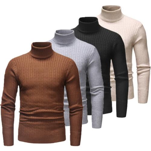 Men Thermal High Collar Turtle Neck Fashion T-shirts Stretch Pullover Solid Tops