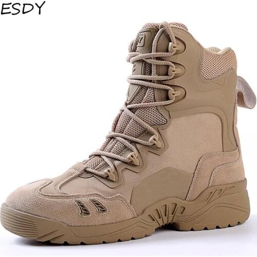Esdy Winter Boots Men Military Boots Outdoor Tactical Desert Combat Army Work Shoes Men Leather Boots Winter Men Shoes