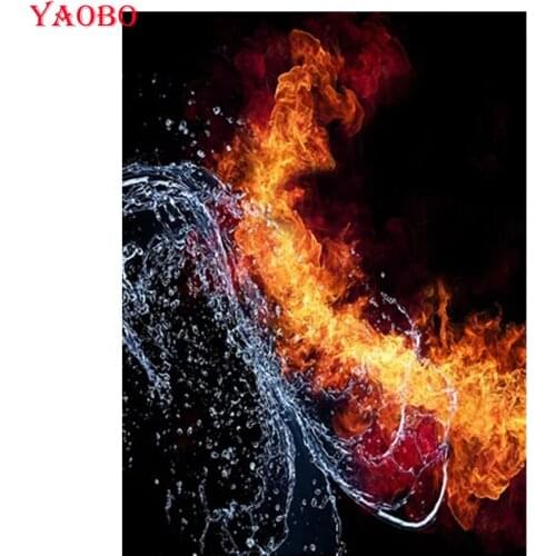 Diy Diamond Painting Abstract Water And Fire Diamond Embroidery Set Diamond Mosaic Rhinestone Picture Diamond Art Cross Stitch