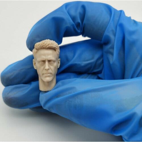 Unpaint 1/12 Scale Tony Stark Head Sculpt Model for 6in action figure Toy